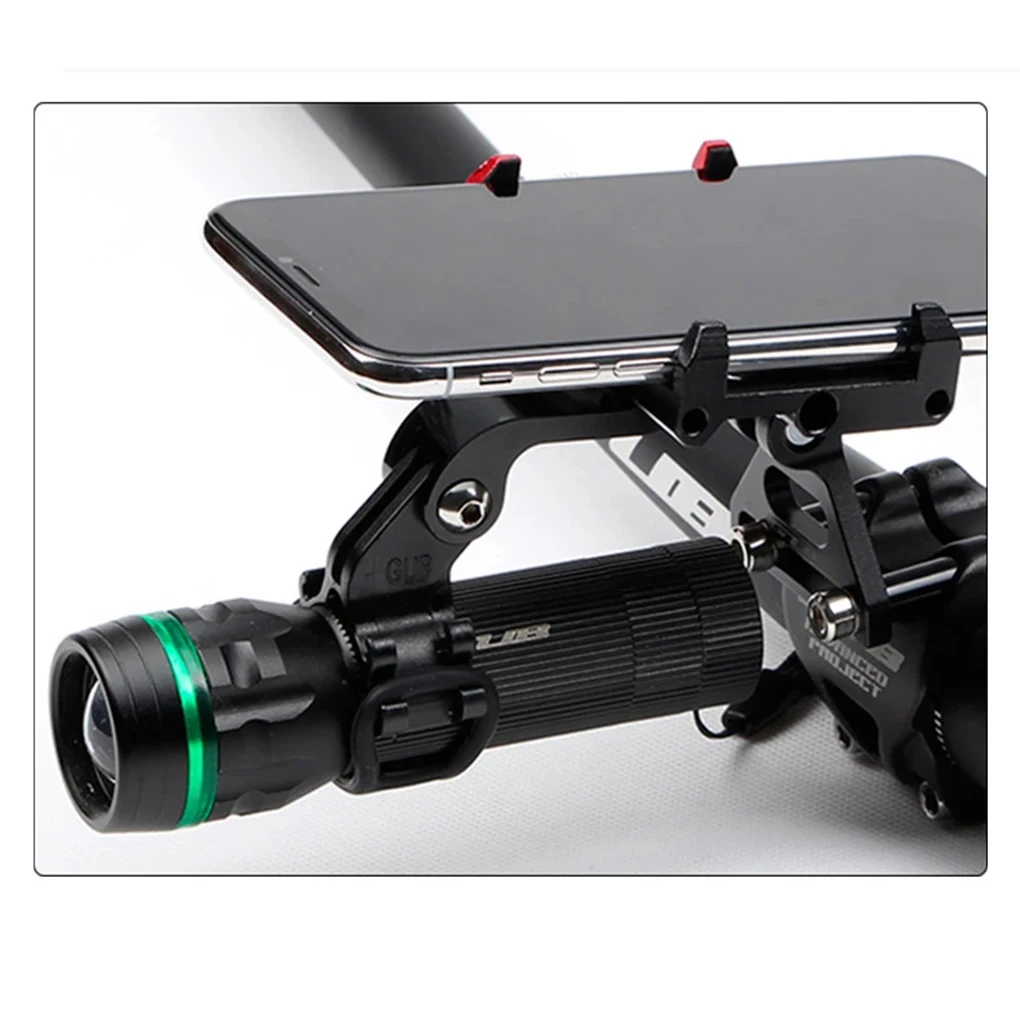 Alloy Anodized Bicycle Stem Install Mobile Phone Mount Sports Camera Holder Headlight Torch Bracket 50-100mm Adjust