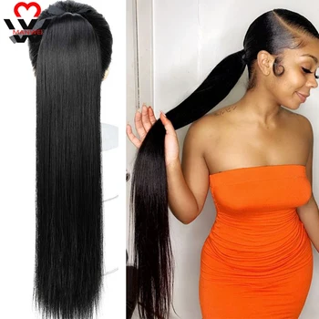

MANWEI Long Straight Clip In Tail False Hair Ponytail Hairpiece With Hairpins Synthetic Ponytail Hair Extensions Hair