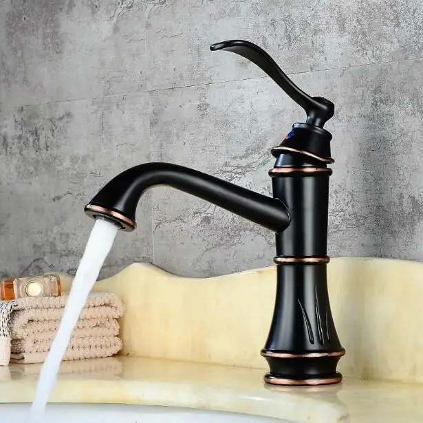 Vidric New Basin Faucet Black Oil Brushed Brass Crane Bathroom Faucets Hot and Cold Water Mixer Tap Contemporary Mixer Tap torne - Цвет: black oil short