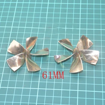

1Pair 4mm Thread Shaft Propeller Diameter 61mm Brass Paddle 5 Blade Props CW CCW for Electric Boat/Simulation Boat/Tug Boat Part