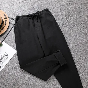 

4xl plus big size panty women spring winter autumn 2020 feminina thin pure color black elastic waist pants female A5319
