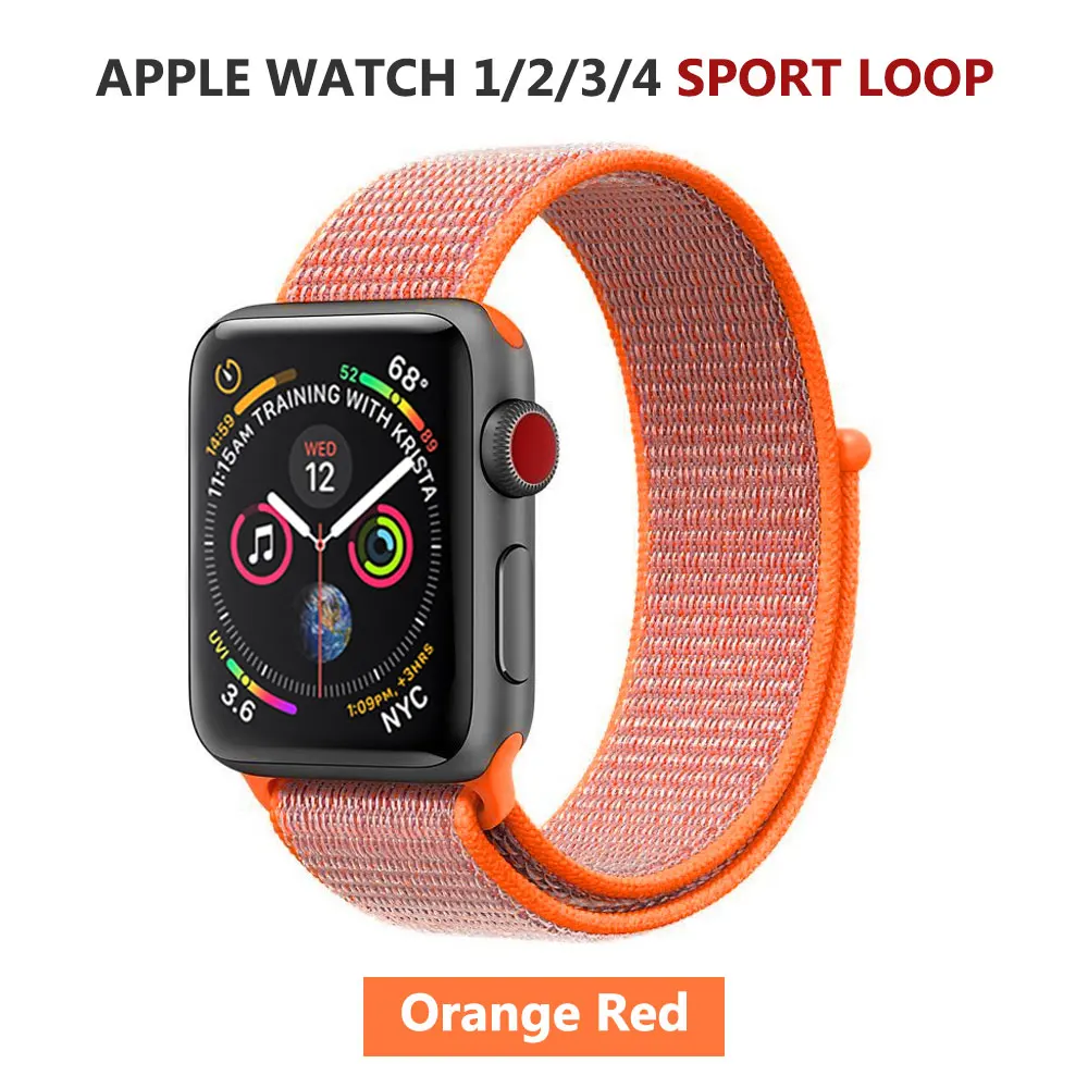 Спортивная петля нейлоновый ремешок для Apple Watch серии 5 40 мм 44 мм серия 4, браслет ремень нейлоновый тканый наручный ремешок для iWatch 38 42 - Цвет ремешка: Orange-Red