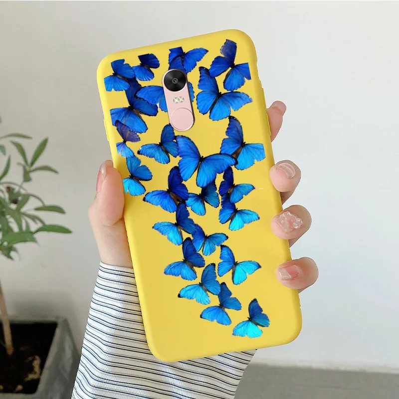 Matte Silicone Soft TPU Shell For Xiaomi Redmi Note 4 4x Note 5Pro Note 5A Cartoon Butterfly Shell For Redmi Note5a Phone Cover cell phone lanyard pouch Cases & Covers