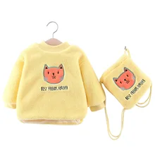 Зимняя утепленная бархатная толстовка с капюшоном для маленьких девочек; теплые толстовки с капюшоном для малышей; Sudadera; хлопковая толстовка для новорожденных; возраст 1-4 года