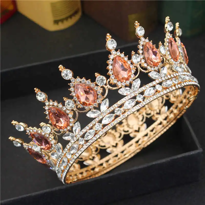 Crystal Queen King Tiaras and Crowns Bridal Diadem For Bride Women Headpiece Hair Ornaments Wedding Head Jewelry Accessories 