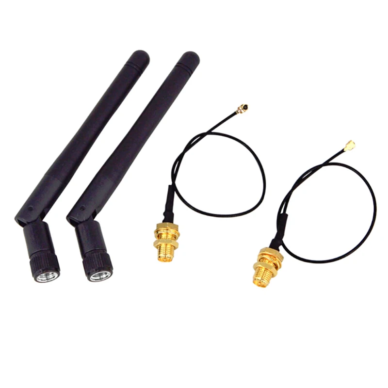 4PCS/lot 2.4GHz 3dBi WiFi 2.4g Antenna Aerial RP-SMA Male wireless router+ 17cm PCI U.FL IPX to RP SMA Male Pigtail Cable