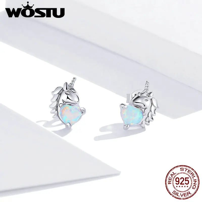 WOSTU 925 пробы Серебряная DIY серьга с единорогом шпильки фурнитура кубического