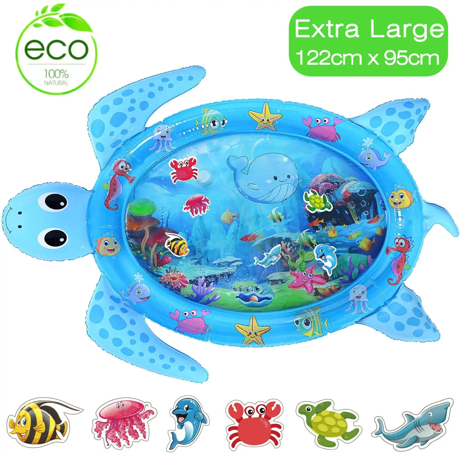 Tummy Time Water Mat, Baby Water Mat Infant Inflatable Play Mat for 3 6 9 12 Months Newborn Boys Girls-122cm*95cm