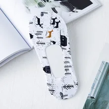  2020 Fashion Printing Women Socks Happy Hip Hop Funny Girls Socks Anti Slip Ice Silk Girls Female Invisible Slipper Socks 34-39 