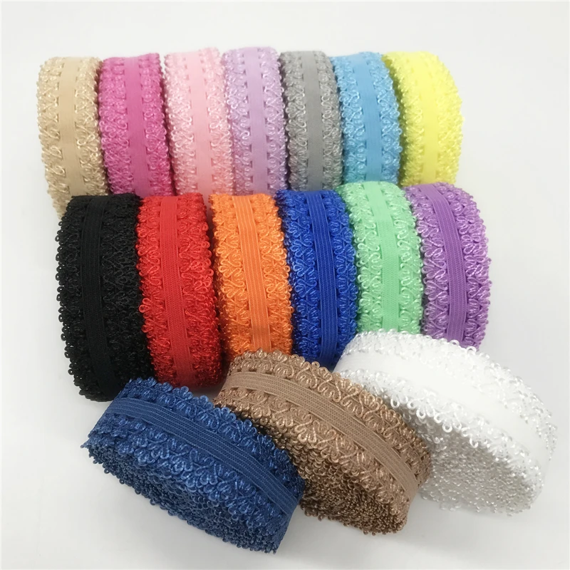 Elastic Band 5yards/Lot 7/8"(20mm) Crown Edge Frilly Lace Trim Elastic Spandex Band For Sewing Fabric DIY Garment Accessory fabric craft supplies