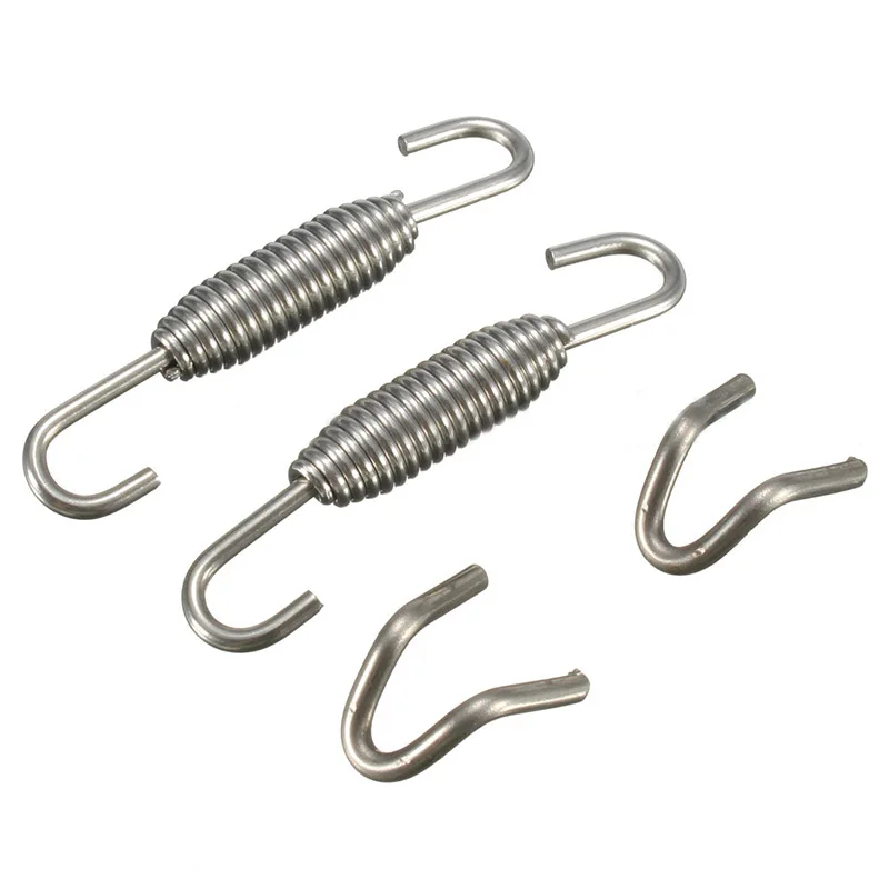 Motorcycle Exhaust Pipe Muffler Mounting Springs Hooks Set Link Stainless Steel