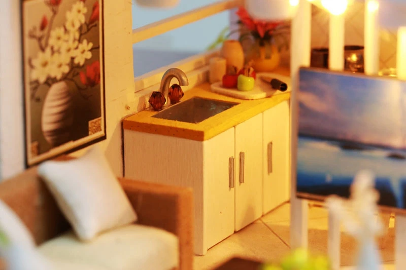 Миниатюрные кукольные домики Miniatura, миниатюрный кукольный домик, Сборный DIY Кукольный дом, игрушка, деревянные игрушки с мебельной пылезащитной крышкой, светодиодный подарок на день рождения