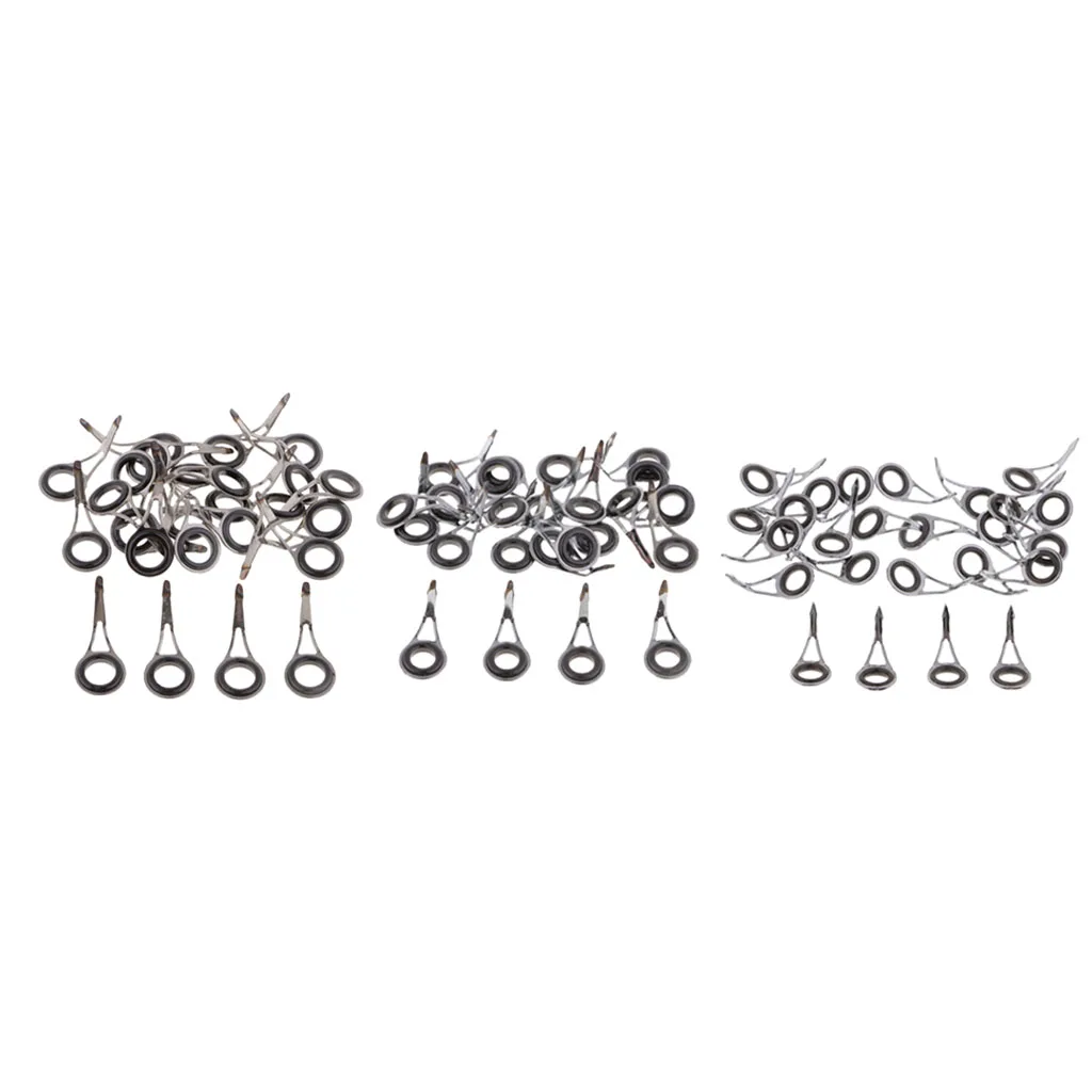 75Pcs Saltwater Fishing Rod Tip Stainless Steel Guides Rings Repair Kit DIY Variety of Sizes Spinning Pole Accessories