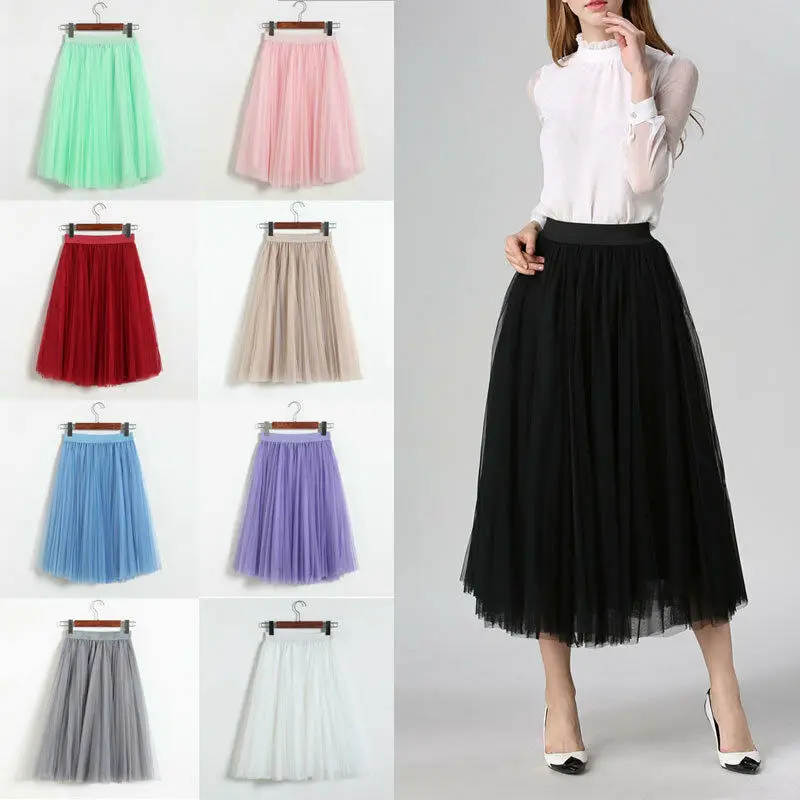 

Fashion Newest Hot Sales Summer Womens Girls High Waist Soft Sweet Dance Fairy Style Comfy Tulle Skirt 8 Colors Optional