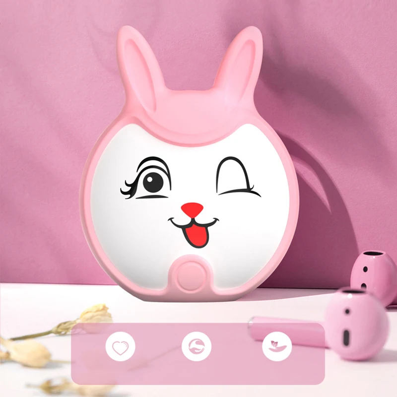 Розовый Милый мультяшный Зимний мини-грелка для рук, портативный USB Перезаряжаемый Rabbitr 6000mAh внешний аккумулятор, двусторонний быстрый нагрев для офиса - Цвет: Розовый