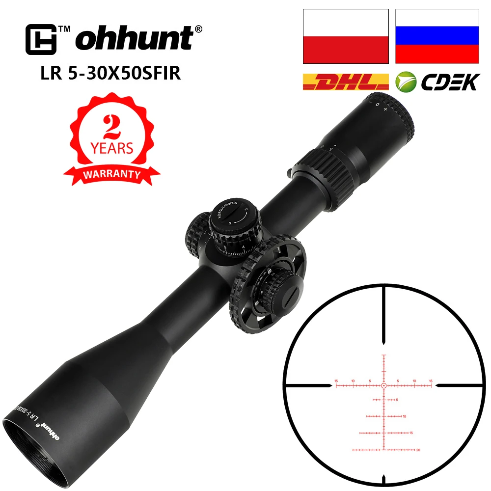 Ohhunt LR 5 30x50 SFIR Охотничий прицел Тактическое стекло Травленая прицельная сетка