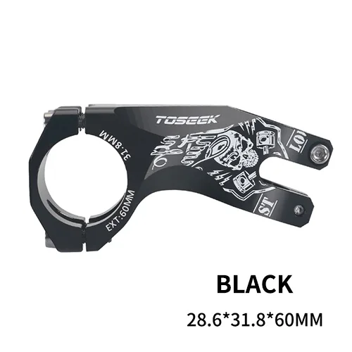 BLACK MTB шток-17 градусов 31,8 мм* 28,6 мм* 60 мм Сверхлегкий ЧПУ Алюминиевый стержень для горного велосипеда - Цвет: BLACK
