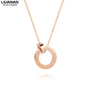 

0.005ct Classic Diamond Stainless Steel Pendant Necklaces for Women Lover Valentine's day Gift Roman Numerals Necklace