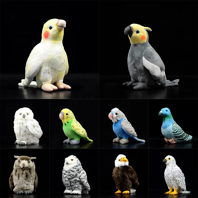 

Creative Real Lifelike Parrot Cockatiel Miniature Cute Owl Soft Stuffed Doll Photo Props Home Garden Decor Ornament Fake Birds