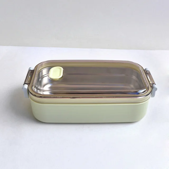 Green Metal Ланч-бокс из нержавеющей стали 800 мл емкость микроволновый нагрев портативный Ланчбокс коробки для обедов бенто контейнер для еды для детей и взрослых - Цвет: Green Metal