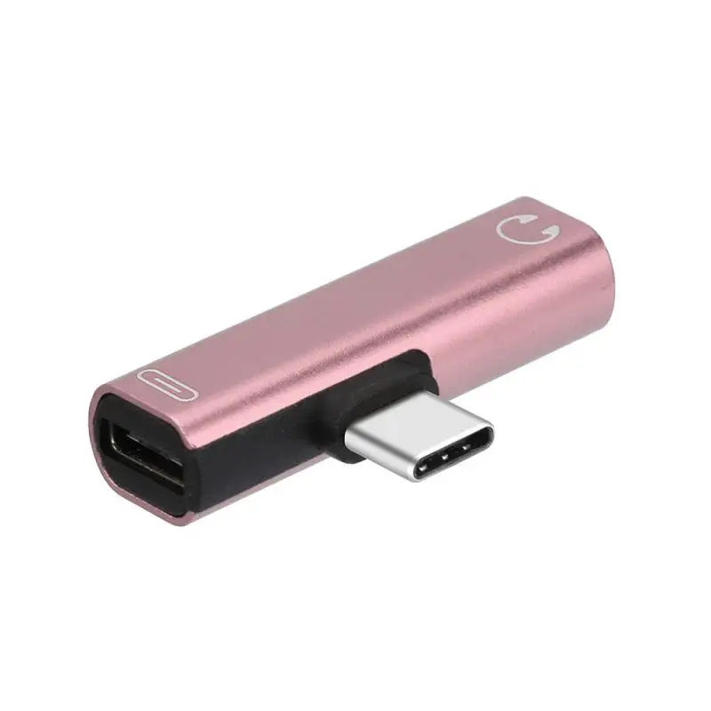 Type-C 2 в 1 аудио адаптер для зарядки конвертер штекер 3,5 мм разъем usb Тип C адаптер для наушников для Xiaomi huawei - Цвет: rose gold