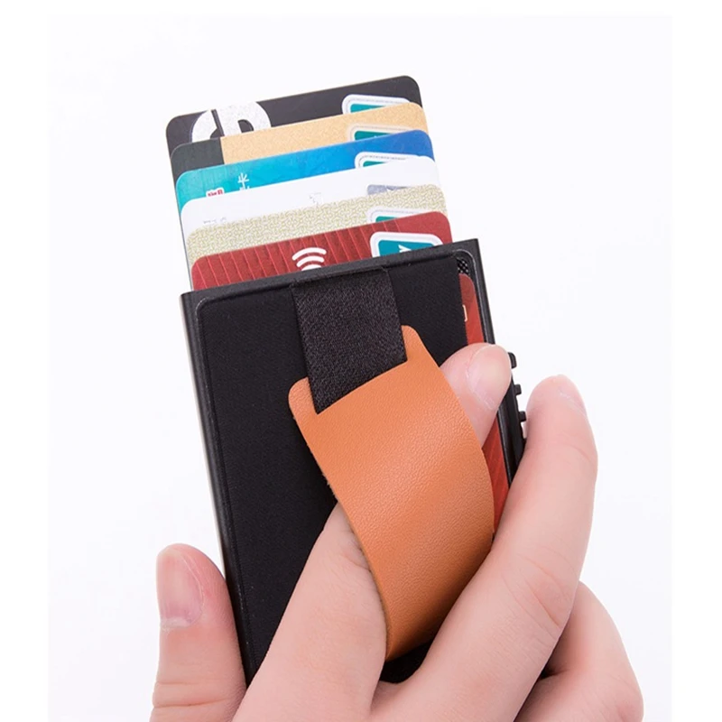 FOROCH алюминиевый кошелек Карманный ID держатель для карт Rfid Блокировка мини металлический кошелек автоматический всплывающий чехол для кредитных карт Защита 684