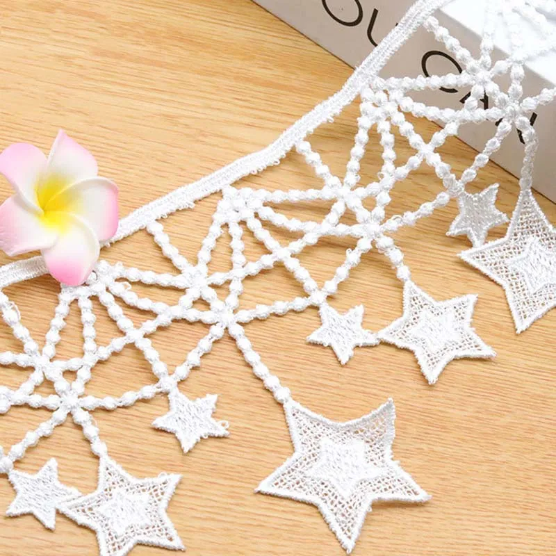 

14Yards White Black Tassel Fringe Water Soluble Lace Trim Ribbon Lace Trimmings for Sewing Clothing Dress Decoration DIY Crafts