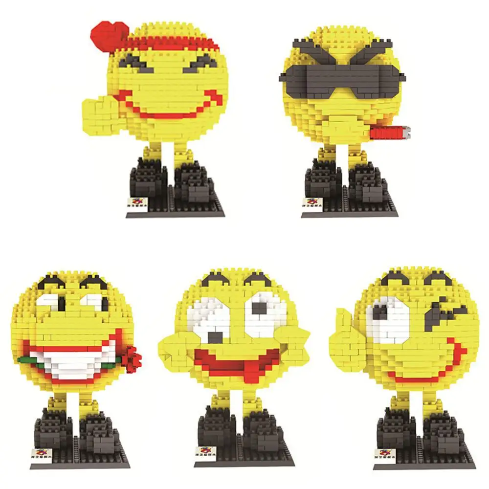 

hot LegoINGlys creators Lovely Cartoon Emoji Little Yellow Face nano Micro Diamond Building Blocks model bricks toys for gifts