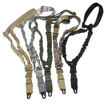 

Tactical Gun Sling Single One Point Rifle Sling Heavy Duty Mount Hunting Adjustable Military Gun Strap Bungee Cord System CP Tan