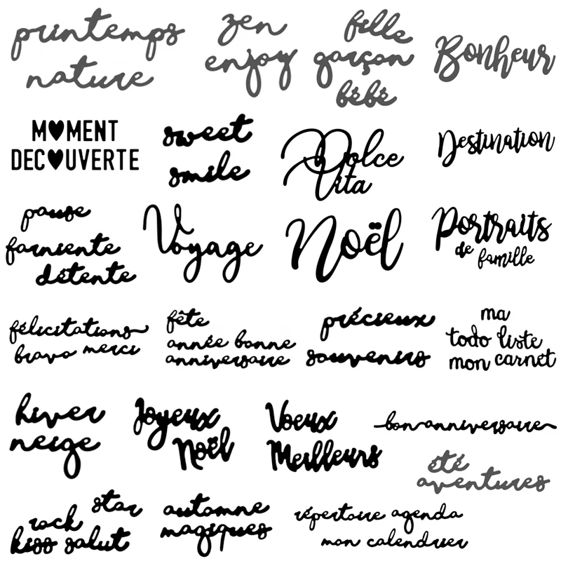

French Words Letter Metal Cutting Dies Stencils For DIY Scrapbooking Photo Decoration Embossing Card Craft Die Cut