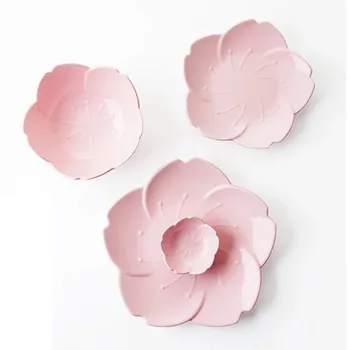 

1pcs Ceramic Sakura Dinner Set Pink Kitchen Tableware Plates Flower Shape Chili Sauce Dish Plastic Plates Plates