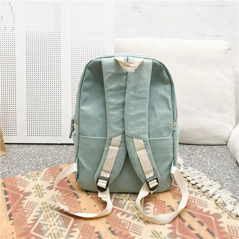 

2019 Summer New Style WOMEN'S Bag Fashion Contrast Color Backpack Large Capacity Canvas Schoolbag