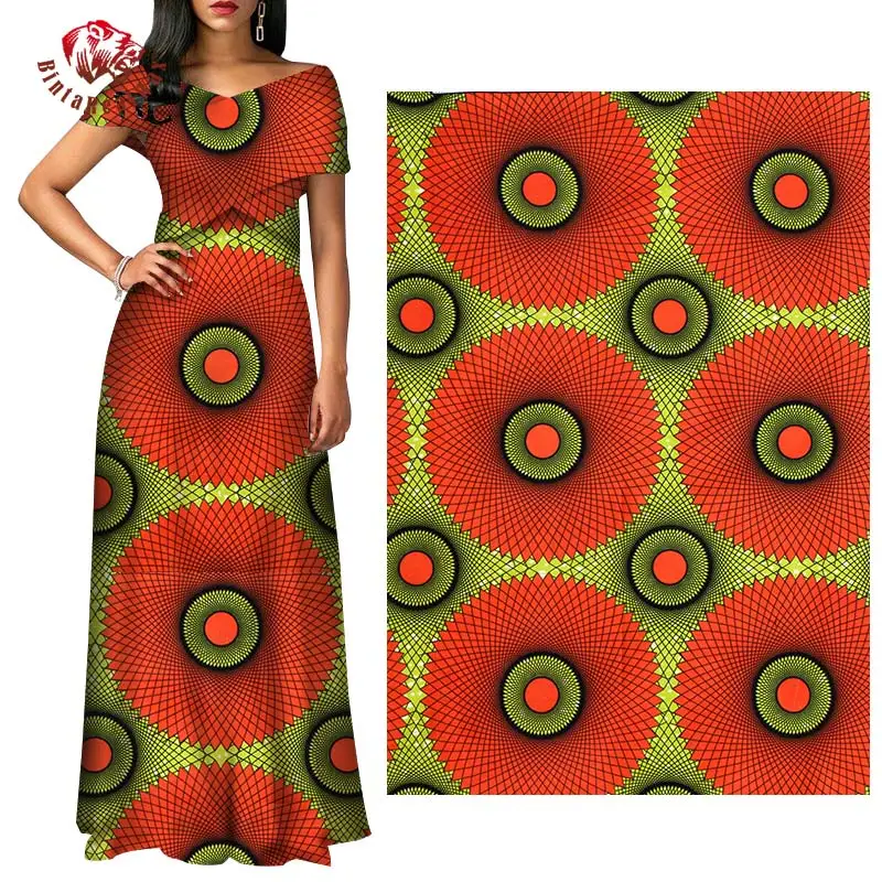 Анкара африканская вощеная ткань принтом бинтареалвоска оранжевый Circel Африка Полиэстер ткань Анкара африканская батик ткань 24FS1367