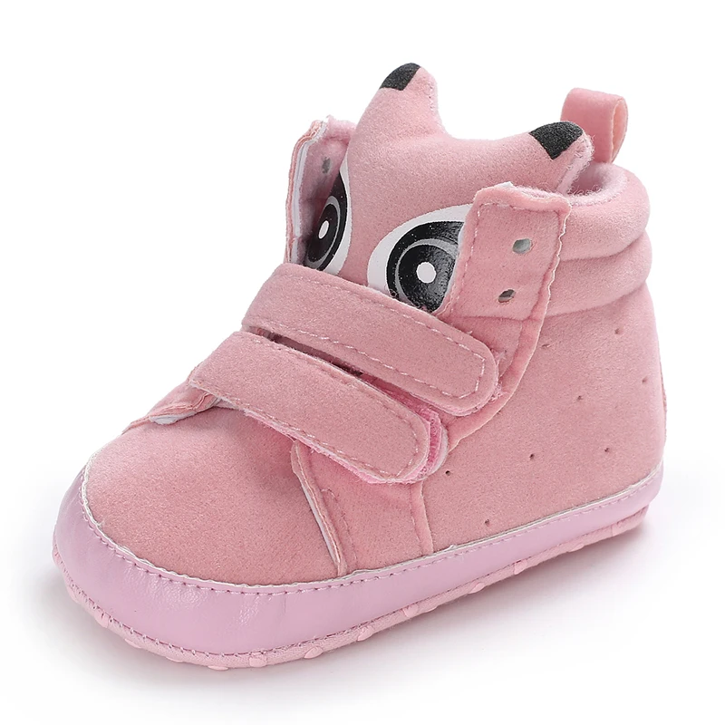 Toddlet Baby Shoes Boy Girl Sneaker Fox Head Cotton Anti-slip Soft Sole Light Newborn Infant First Walkers Crib Shoes - Цвет: Розовый