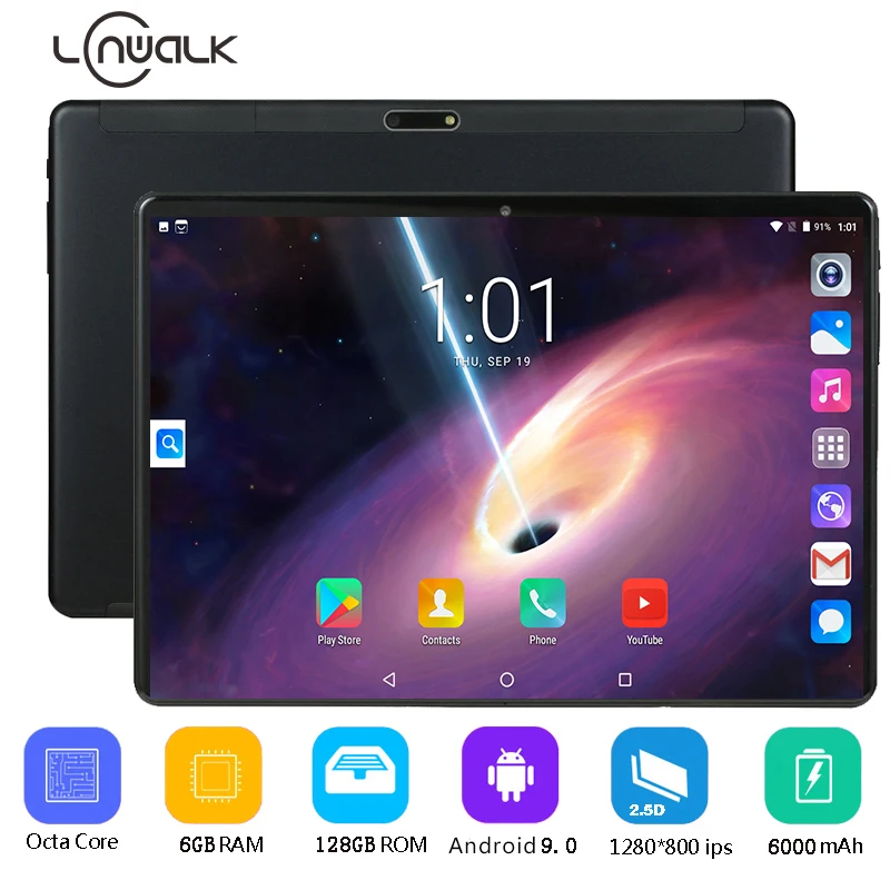 

Super Tempered 10 inch tablet Android 9.0 Octa Core 6GB RAM 128GB ROM 8 Cores 1280*800 IPS Screen Tablets 10.1 + Gift
