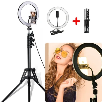 

Video Light LED Selfie Ring Light Photography Light Dimmable USB ring lamp Light with Phone Holder tripod stand Makeup Youtube