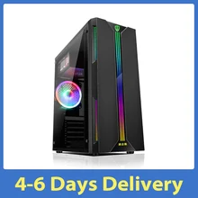 ATX bilgisayar kasası masaüstü tam görünüm yan şeffaf RGB PC kasa desteği ATX/mikro ATX soğutma fanı/330mm grafik kartı PC kasa