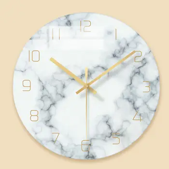 

Newest Nordic glass marble texture wall clock Home Decor modern minimalist silent art clock creative living room fashion clocks