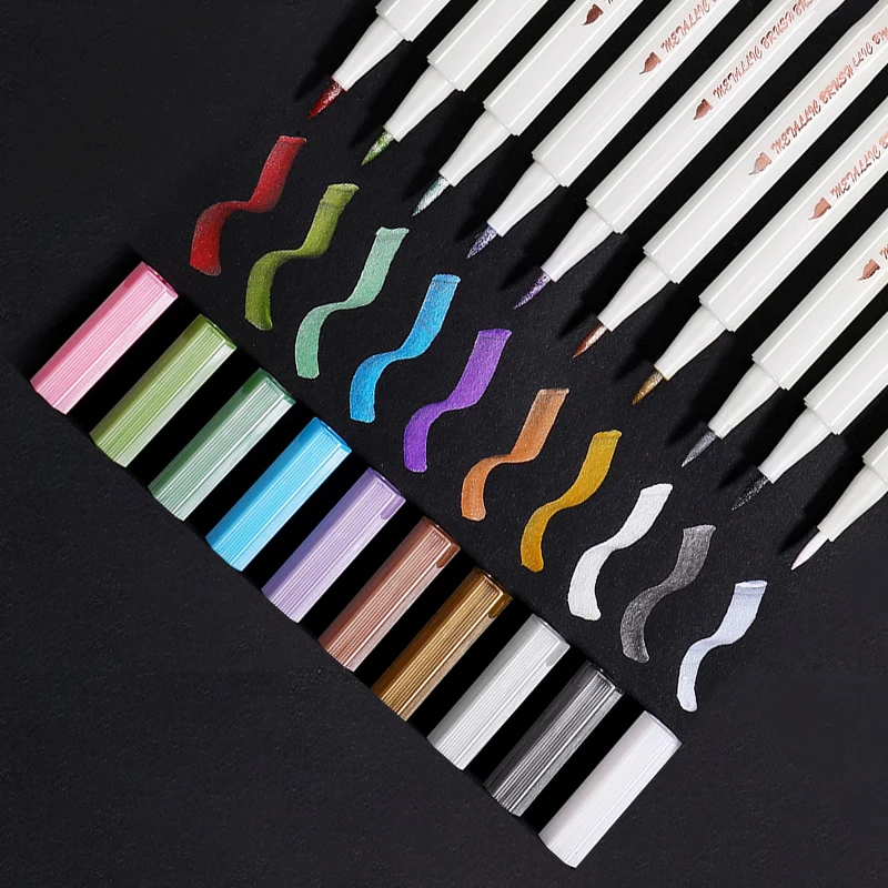 

10 Color Metallic Air Marker Pen DIY Colorful Brush Pen Metal Waterproof Permanent Paint Oily Drawing Manga School art supplies