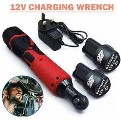 Clé à cliquet électrique sans fil à Angle droit de 90 degrés, 12 V, 3/8 '', 60 n. m, avec 2 batteries pour les réparations automobiles et mécaniques 