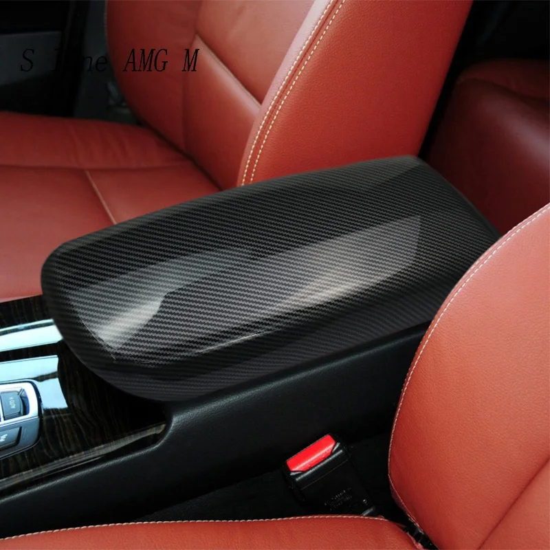 

Car Styling For BMW X3 X4 F25 F26 Stickers Trim Auto Stowing Tidying Armrest Box Panel Carbon fiber Cover Interior Accessories