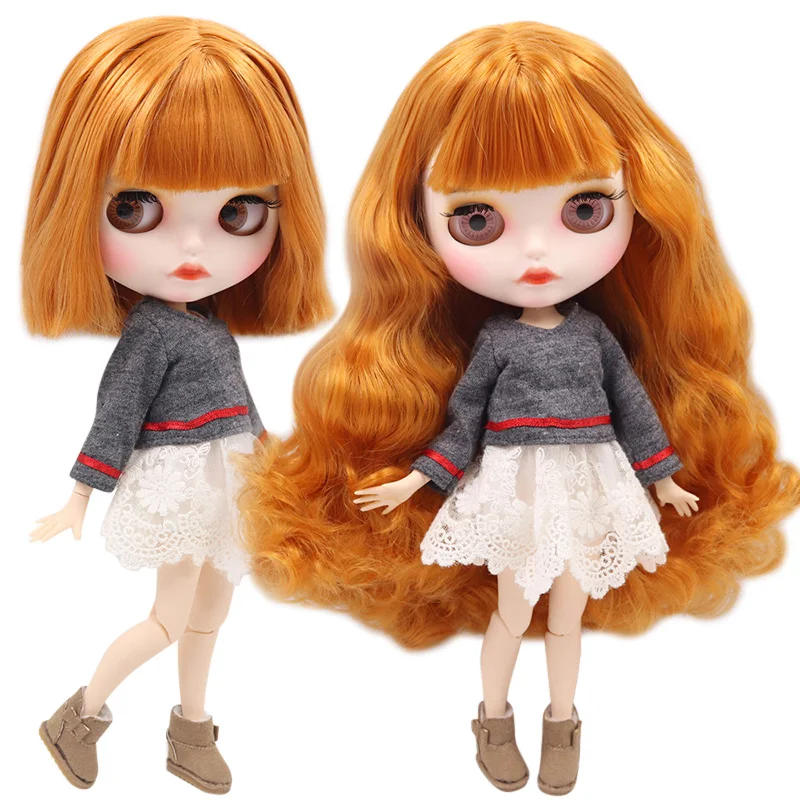 Кукла ICY DBS Blyth No.BL0145 оранжевые коричневые волосы на заказ резные губы лицо 1/6