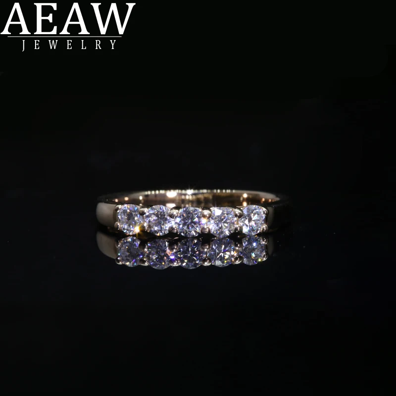 AEAW 18 К желтое золото 0.1ct 3 мм всего 0.5ctw DF круглой огранки обручальное& свадебное Муассанит Лаборатория Grown Diamond кольцо для женщин