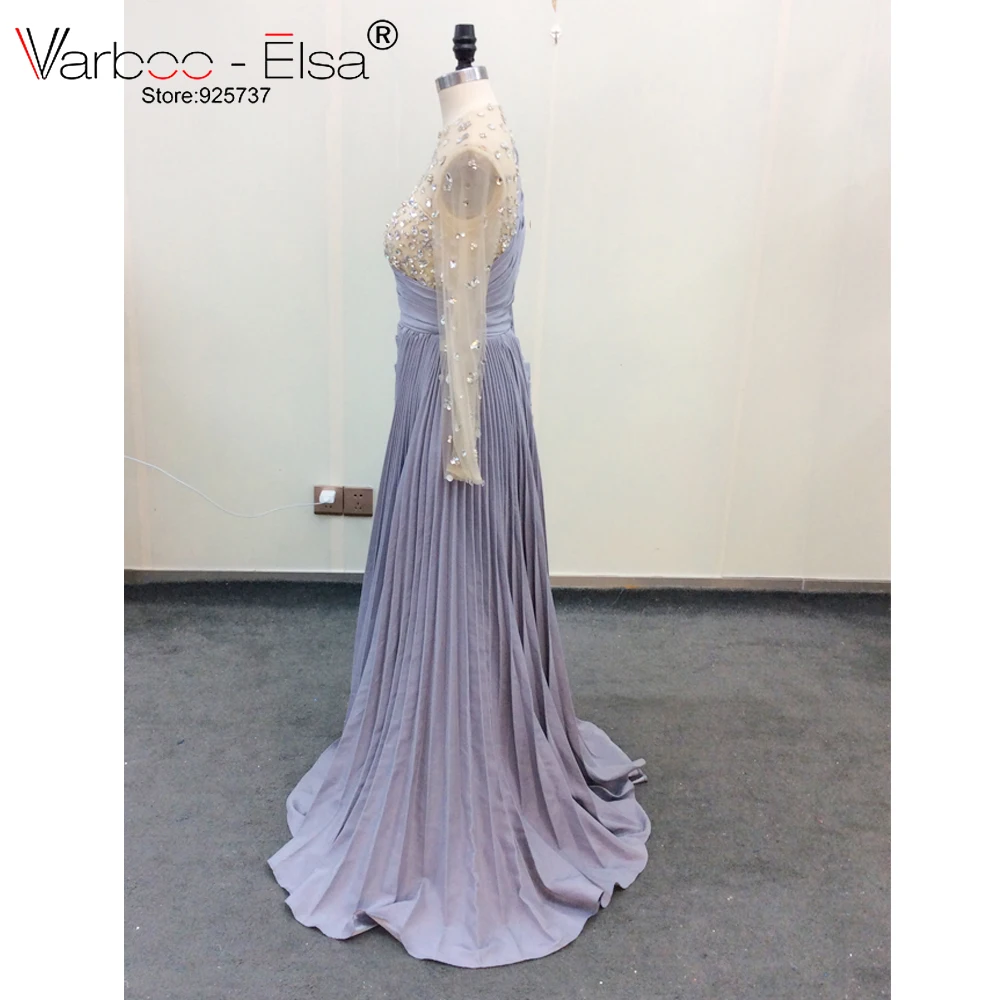 VARBOO_ELSA вечернее платье с длинным рукавом es ручная вышивка стразами robe de soiree musulman вечернее платье вечерние арабское вечернее платье