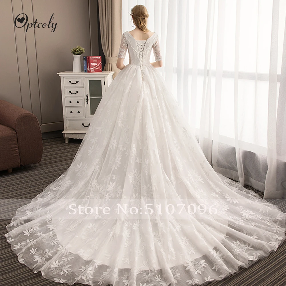 Optcely Vestido de Noiva элегантное очаровательное ТРАПЕЦИЕВИДНОЕ свадебное платье с коротким рукавом и глубоким v-образным вырезом с аппликацией, платье принцессы с коротким шлейфом