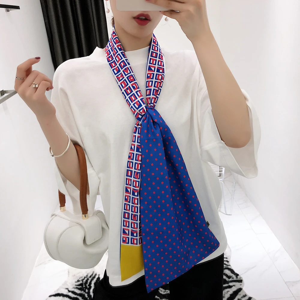  160cm*20cm Luxury Brand Double-deck Twill Scarf Women Plaid Scarf Handkerchief Head Silk Scarves Wr