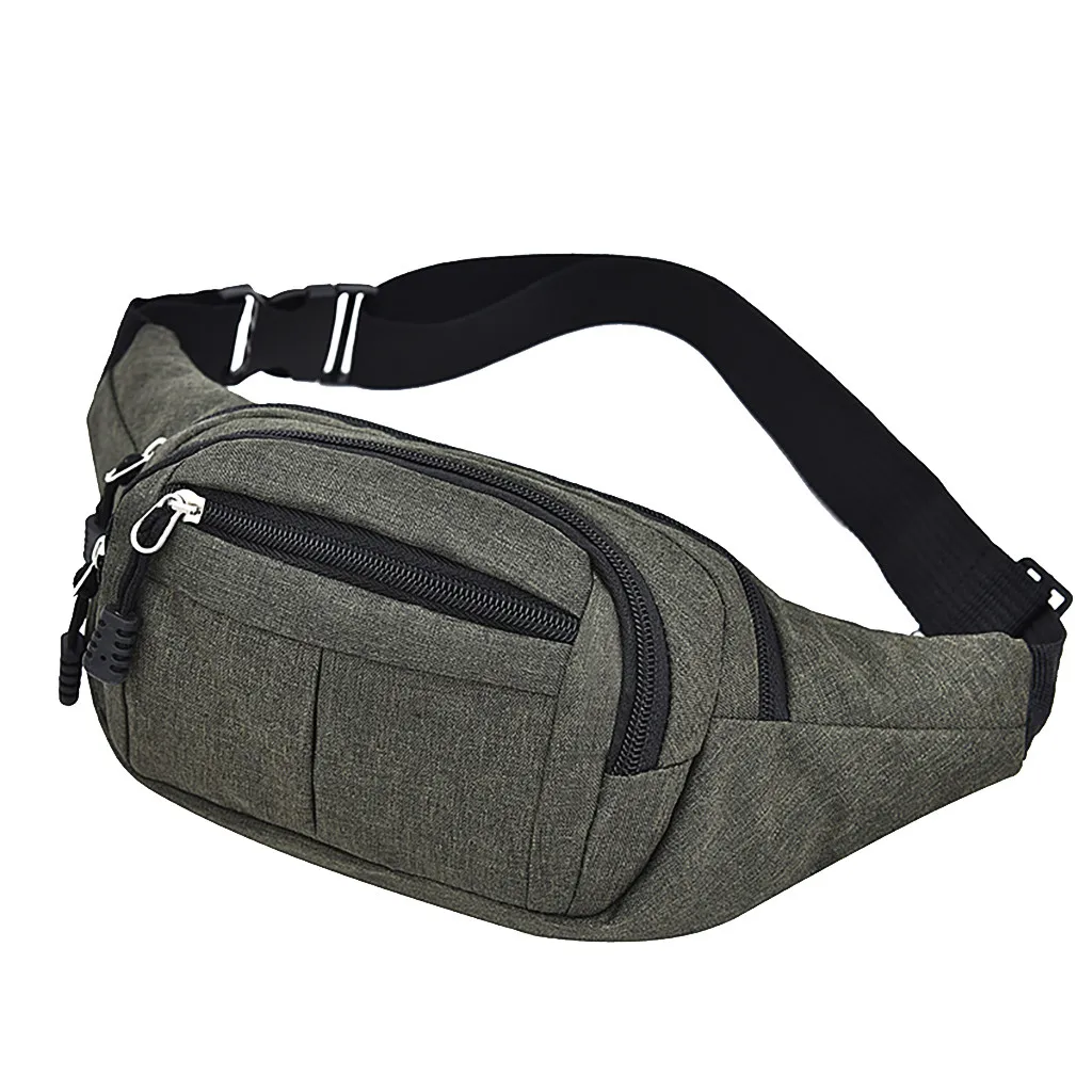 Men's And Women Simple Leisure Fashion Oxford Sport Fitness Waist Packs Outdoor Sport waist bag Bolsa Cintura For Man Woman - Цвет: Green