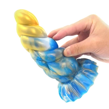 YOCY New Animal Dildo Silicone Anus Toy Fantasy Sextoy Golden Blue White Large Dragon Sucker Butt Plug Lesbian Masturbator Men 4