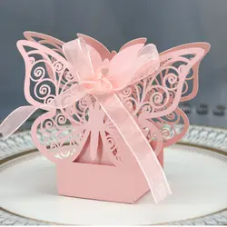 50 шт. день рождения с лентой портативный подарок свадебная машина пакет конфеты коробка мини бабочка форма украшения изысканный DIY