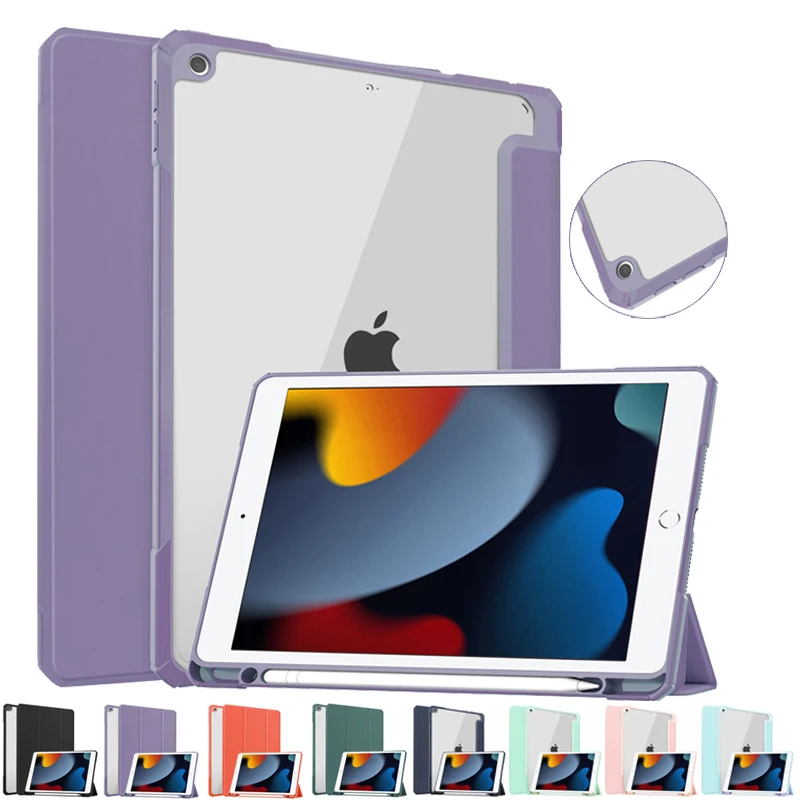 Custodia Per Ipad 10 2 8Th 9Th Generation 2021 Cover Posteriore Trasparente Trasparente Di Lusso Per Ipad Custodia Da 10.2 Pollici Funda Con Portamati